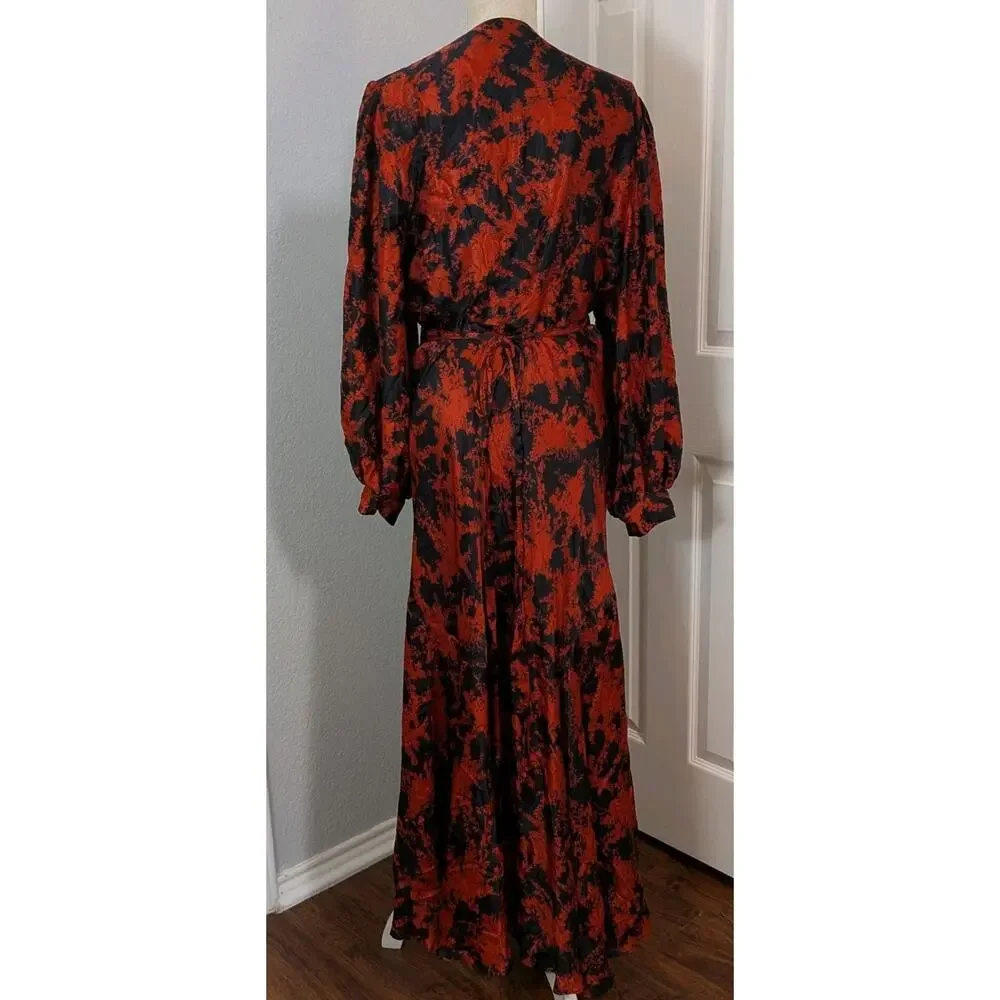 Caballero Abstract Print Midi Dress Silk Cotton XL Cowgirl Western Dark Romantic - Picture 3 of 7